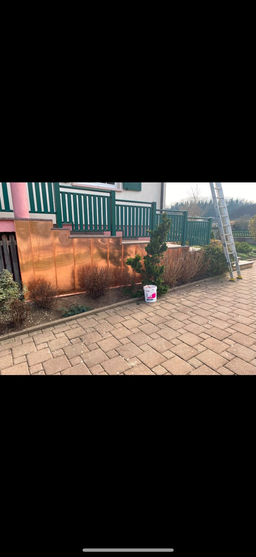 Habillage cuivre de soubassement — chantier FD Rénov zinguerie à Alsace (Alsace, Haut-Rhin)