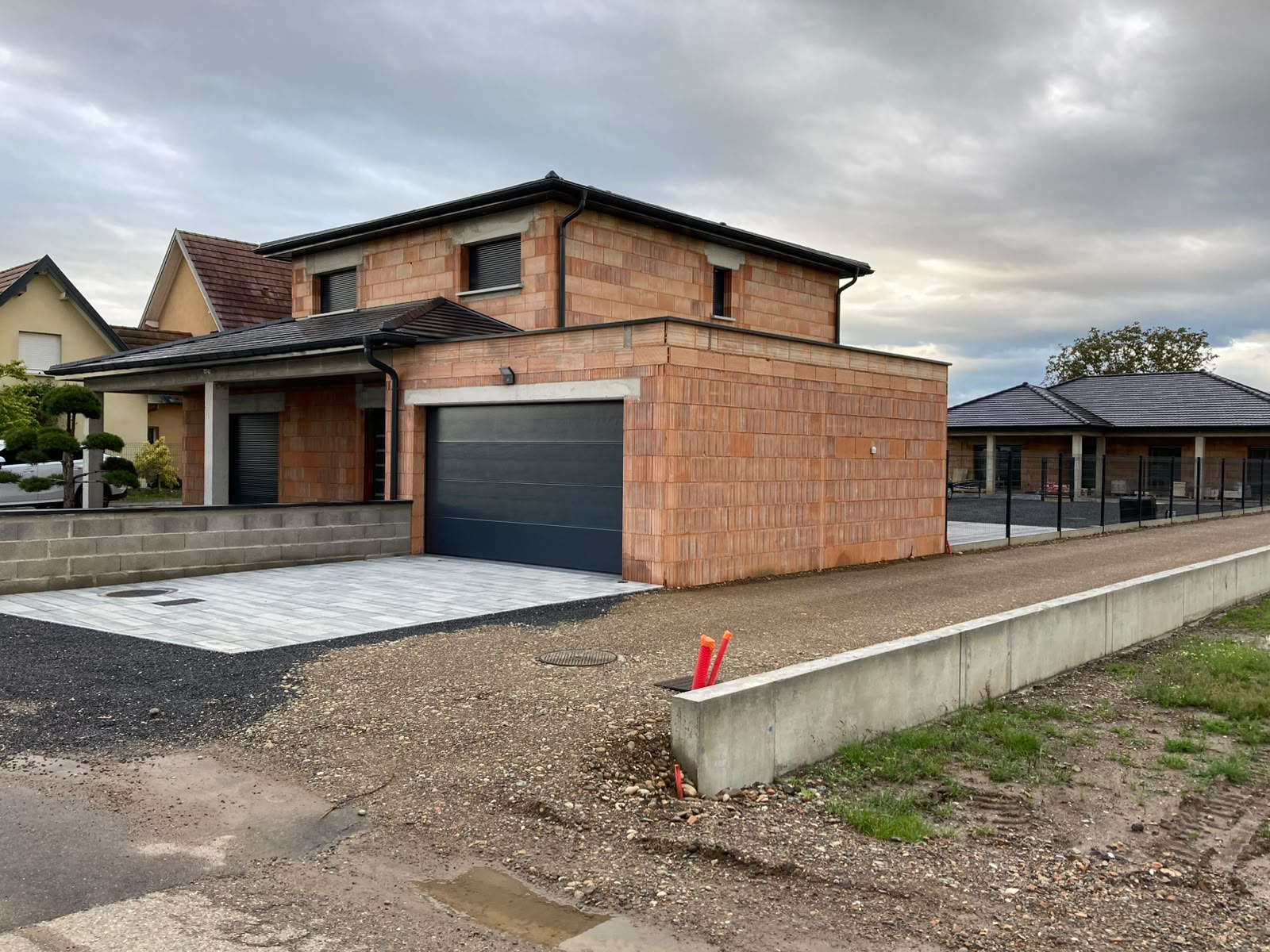 Maison brique monomur — avant enduit — chantier FD Rénov façade à Alsace (Alsace, Haut-Rhin)