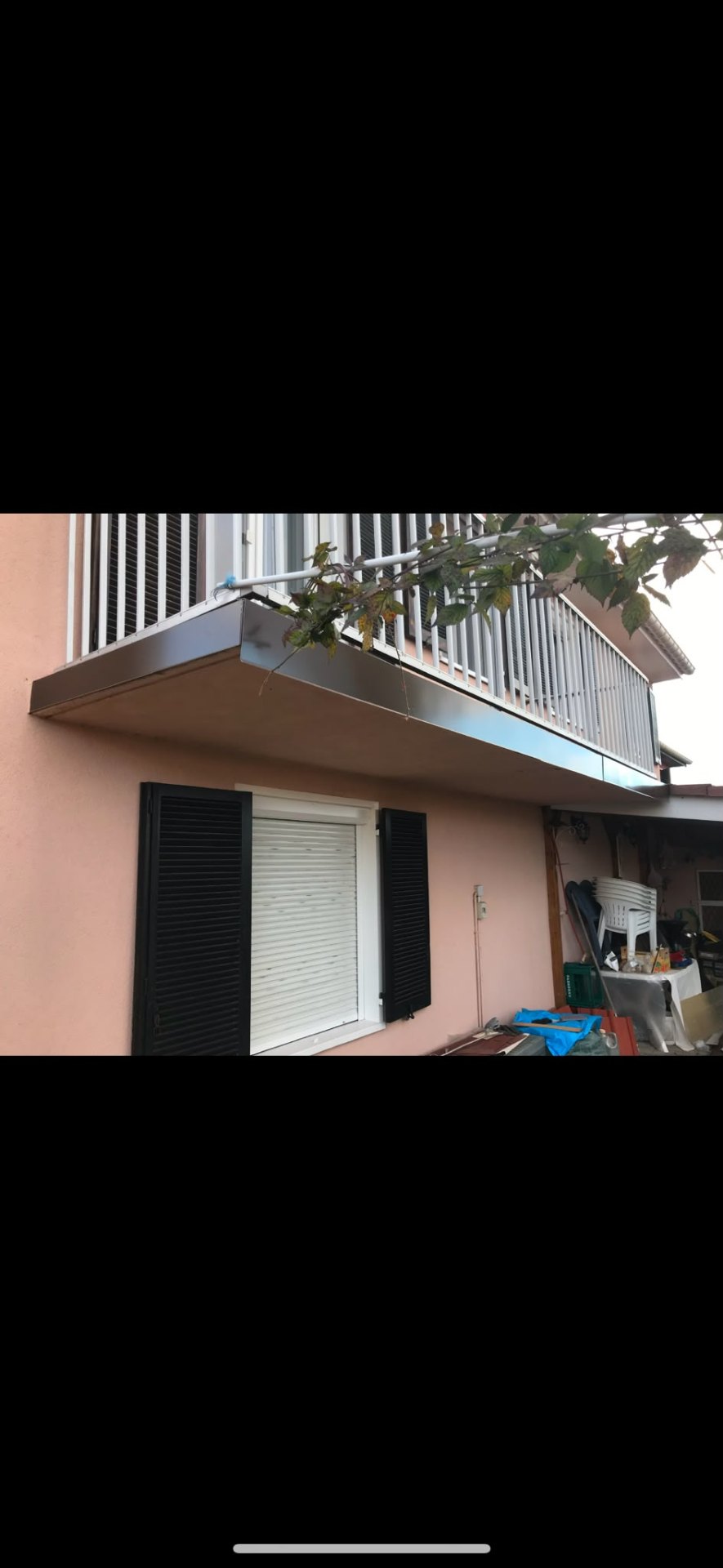 Habillage zinc de dalle de balcon — chantier FD Rénov zinguerie à Alsace (Alsace, Haut-Rhin)